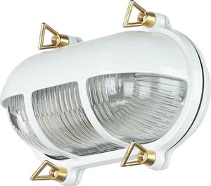 Lampada da esterno in vetro di ottone marittimo L: 21 cm IP64 E27 bianco casa balcone giardino lampada da parete