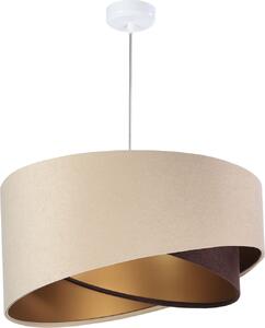 Lampada a sospensione in tessuto beige oro marrone rotonda Ø50cm Sopra il tavolo da pranzo Lampada da soggiorno a sospensione