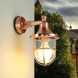 Lampada da parete per esterni in rame IP64 E27 vetro ottone massiccio Luce esterna marittima HausGarten