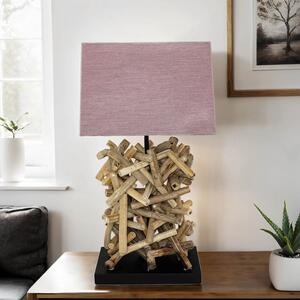 Lampada da tavolo di design in tessuto driftwood paralume decorativo fatto a mano lampada da tavolo unica soggiorno camera da letto