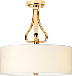 Plafoniera IP44 Crema Oro G9 3000 K 960 lm Tessuto Metallo Moderna Plafoniera