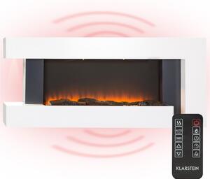 Klarstein Camino Elettrico Basso Consumo, Camino da Terra per Soggiorno, Camino Elettrico da Parete, Caminetto Elettrico 2000W, Camino Finto Decorativo LED, Telecomando, Timer, Controllo Temperatura