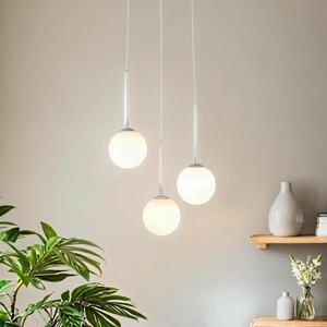 Lampada a sospensione metallo vetro L: 44 cm H: max. 200 cm Bianco E14 3 luci globo tondo Lampada a sospensione moderna