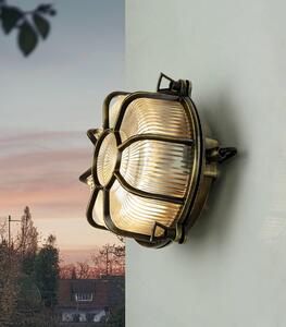 Applique da esterno in vero ottone antico in acciaio inox E27 paralume a gabbia in vetro scanalato luce rotonda da esterno casa a prova di umidità