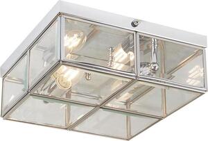 Plafoniera Bauhaus "Bräunlingen" cromo-metallo-vetro 2 luci soffitto soggiorno corridoio