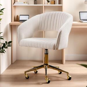 Sedia da ufficio in tessuto chenille - Sedia girevole per computer - Comfort per lavorare - Schienale aperto - 60 x 57 x 86 cm - Beige