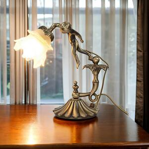 Lampada da tavolo bianco bronzo E27 33 cm Lampada da tavolo floreale in ottone