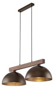 Lampada a sospensione Metallo H: max. 120 cm Noce Marrone E27 2 luci allungate