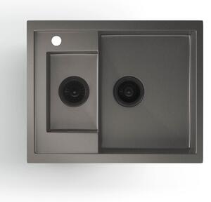 Klarstein Lavello Multifunzione Cucina - 1,5 Vasche con Vasca Intermedia, Acciaio Inox 304, Resistente a Graffi & Calore, Facile da Pulire, Kit Installazione Incluso, 61x50 cm, Grigio Metallico