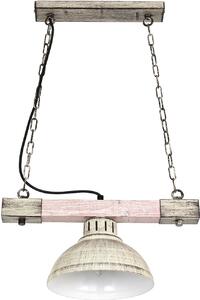 Lampada a sospensione vintage "Hakon" metallo legno shabby bianco E27 luce a sospensione soggiorno sala da pranzo tavolo da pranzo
