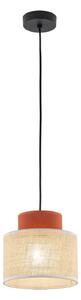 Lampada a sospensione in tessuto metallo E27 rotonda D: 20 cm H: max. 165 cm nero naturale rosso mattone design retrò luce a sospensione