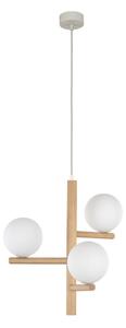 Lampada a sospensione in metallo vetro 33 cm di larghezza H: max. 100 cm legno luce bianca G9 3 luci a sospensione moderna