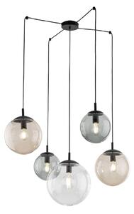 Lampada a sospensione Vetro fumé Metallo E27 Larghezza 400 cm H: max. 220 cm Nero Grafite Marrone Paralume a sfera Moderno