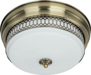 Plafoniera in vetro metallo E27 IP44 rotonda Ø 35 cm in ottone bianco antico a 2 luci Art Nouveau