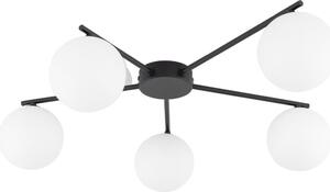 Plafoniera Metallo Vetro G9 Nero Bianco Paralume sferico Moderno