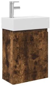 Mobile bagno con rubinetto Rovere Fumo 45,5 x 22,5 x 84 cm