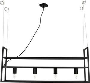 Lampada a sospensione Scaffale galleggiante L: 102 cm Metallo nero 5x E27 Lampada a sospensione Tavolo da pranzo Cucina