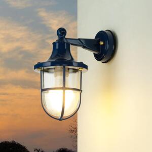 Lampada da esterno a parete IP64 blu E27 vetro ottone lampada da parete marittima giardino esterno HausHof