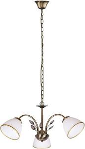 Elegante lampada a sospensione ALETTA Art Nouveau in vetro e metallo in bronzo a 3 bracci per sala da pranzo e soggiorno