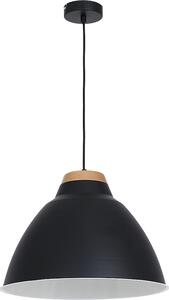 Lampada a sospensione vintage "Skal" in metallo nero e legno lampada a sospensione soggiorno sala da pranzo tavolo da pranzo