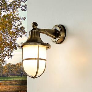 Applique da esterno ottone acciaio inox paralume vetro rigato E27 premium stile marittimo giardino luce casa muro balcone