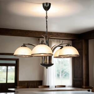Lampada a sospensione country house "Korfu" ottone bianco vetro metallo 5 fiamme sospensione soggiorno tavolo da pranzo