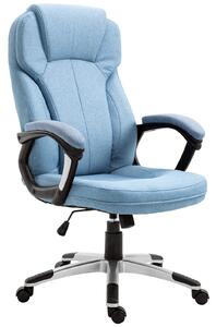 Vinsetto Sedia da Ufficio Girevole con Altezza Regolabile, effetto Lino, 66x75x110-120 cm, Azzurro