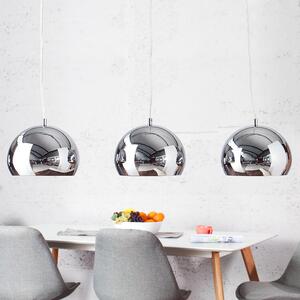 Illuminazione della sala da pranzo lampada di design retrò E27 allungata lucida a 3 luci a sospensione cromo