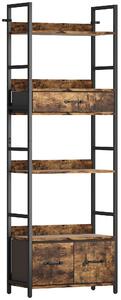 HOMCOM Libreria a 6 livelli con 4 ripiani, 3 cassetti in tessuto, 60x30x176cm, Marrone rustico | Aosom Italy