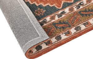 Tappeto lana multicolore 80 x 150 cm trapuntato a mano motivo geometrico orientale boho soggiorno camera da letto Beliani