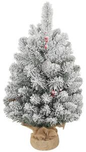 Albero di Natale Mini Innevato 60 cm con Pigne e Bacche Rosse per Interni