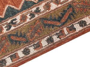 Tappeto lana multicolore 80 x 150 cm trapuntato a mano motivo geometrico orientale boho soggiorno camera da letto Beliani