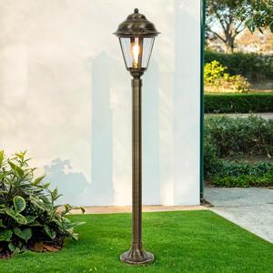 Lanterna da esterno in ottone anticato, altezza 100 cm, attacco E27, grado di protezione IP43. Lampada da giardino, lampada da esterno, lampada da terra
