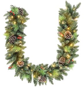 Ghirlanda Natalizia da Interni 180cm con 30 LED Pigne e Bacche