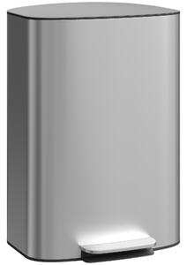 HOMCOM Pattumiera a Pedale da 50L con Coperchio Ammortizzato, Apertura a 90° e Secchio Rimovibile, Acciaio Inox, Grigio | Aosom Italy