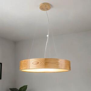 Lampada a sospensione rotonda in legno e vetro Ø47cm E27 moderna per la sala da pranzo