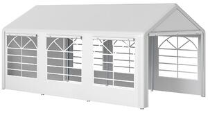 Outsunny Gazebo da Giardino 6x3 m con Finestre Laterali, 3 Stanze e Porte a Cerniera, Bianco