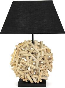 Lampada da tavolo design moderno "Yala" driftwood tessuto legno nero E27 soggiorno camera da letto