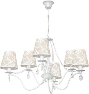 Lampadario a sospensione a 6 bracci E14 in tessuto metallico con motivo floreale Lampada a sospensione romantica Lampada a sospensione sala da pranzo soggiorno