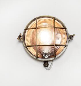 Lampada da parete per esterni in ottone antico E27 in acciaio inox con paralume a gabbia in vetro ondulato IP64 a prova di umidità luce per esterni casa