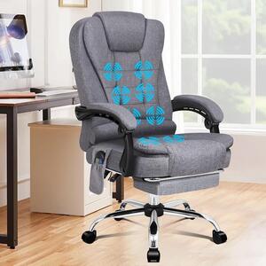 Sedia da ufficio - Sedia ergonomica - Lavoro confortevole - Con funzione massaggio - Capacità di carico: 180 kg - Colore: grigio lino