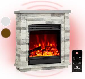 Klarstein Camino Elettrico Basso Consumo, Camino da Terra per Soggiorno, Camino Elettrico da Parete, Caminetto Elettrico 1800W, Camino Finto Decorativo LED, Telecomando, Timer, Controllo Temperatura