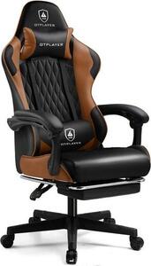 GTPLAYER sedia da gioco sedia da gioco, sedia da ufficio ergonomica con poggiapiedi, poltrona da gioco 150 kg di portata, poggiatesta e supporto lombare marrone