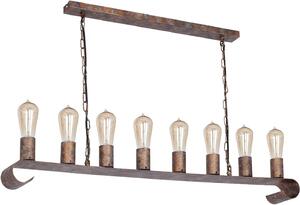 Lampada a sospensione lunga dal design vintage L:98cm in metallo color ruggine TOM Per tavolo da pranzo Sala da pranzo Luce a sospensione
