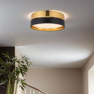 Plafoniera in tessuto metallico rotonda Ø 45 cm nero oro basso abbagliamento 3x E27 lampada da soffitto soggiorno camera da letto