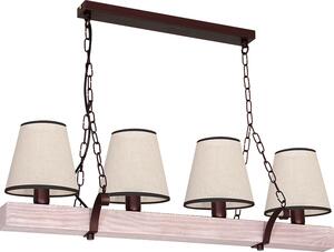 Lampada a sospensione tavolo da pranzo L: 72 cm legno tessuto metallo trave rustica 2x E27 luce a sospensione sala da pranzo