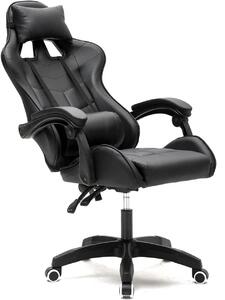 Sedia da gaming - Sedia da ufficio - Lavoro confortevole - Design ergonomico - 50 x 63 x 128 cm - Nero