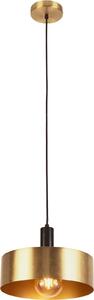 Lampada a sospensione in metallo E27 rotonda D: 30 cm H: max. 140 cm in nero oro moderno
