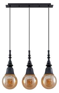 Lucande Gesja, lampada a sospensione, 3 fl., lunga, nera