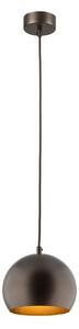 Lampada a sospensione in metallo E27 rotonda D: 17 cm H: max. 150 cm Paralume a sfera marrone Lampada a sospensione dal design retrò